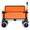 3-in-1 Folding Utility Wagon with Bench Seat, 500 lbs Capacity, 9"x4" All-Terrain Beach Tires, Perfect for Camping & Beach (Orange) view 2