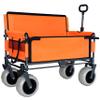 3-in-1 Folding Utility Wagon with Bench Seat, 500 lbs Capacity, 9"x4" All-Terrain Beach Tires, Perfect for Camping & Beach (Orange) view 3