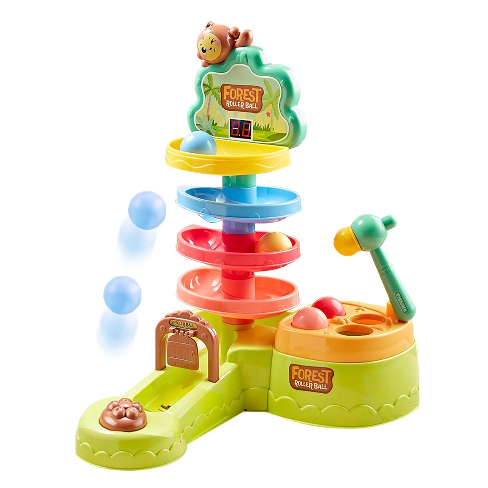 Ponilyer Children's Pitching Toys, Hammer Hitting Competitive Counting Mode Track Sliding Toys for Toddlers Kids Aged 1-5