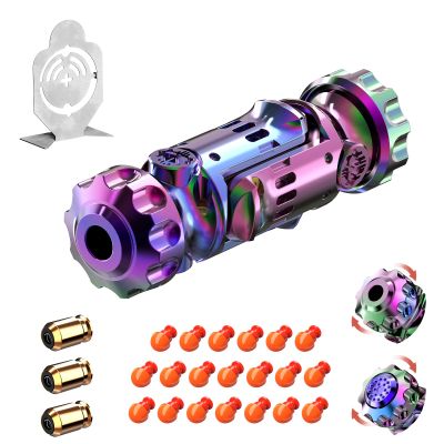 4 in 1 Fidget Gun Metal Toy Shoot+ Spinner+ Ratchet+ Slider Finger Fidget Toys for Adults EDC ADHD Focus Anxiety Stress Relief Boredom Office Cool Executive Desk Toy (Colorful)