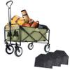 360lbs Collapsible Foldable Wagon Cart with Strapping System & 3-Pcs Plastic Liner - Beach, Utility, Grocery Cart for Camping, Shopping, Sports, Gardening & Fishing (Green) view 2