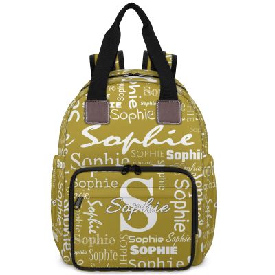 Ioracida Personalized Diaper Bag Backpack with Initials, Brown Custom Lightweight Backpack Travel Outdoor Mom Bag, Newborn Baby Nursing Bags, New Mom Dad Gift