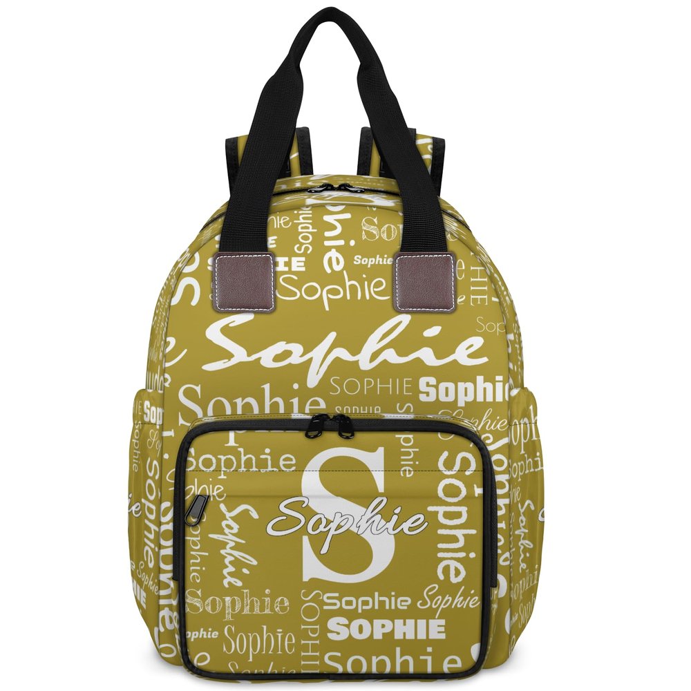 Ioracida Personalized Diaper Bag Backpack with Initials, Brown Custom Lightweight Backpack Travel Outdoor Mom Bag, Newborn Baby Nursing Bags, New Mom Dad Gift