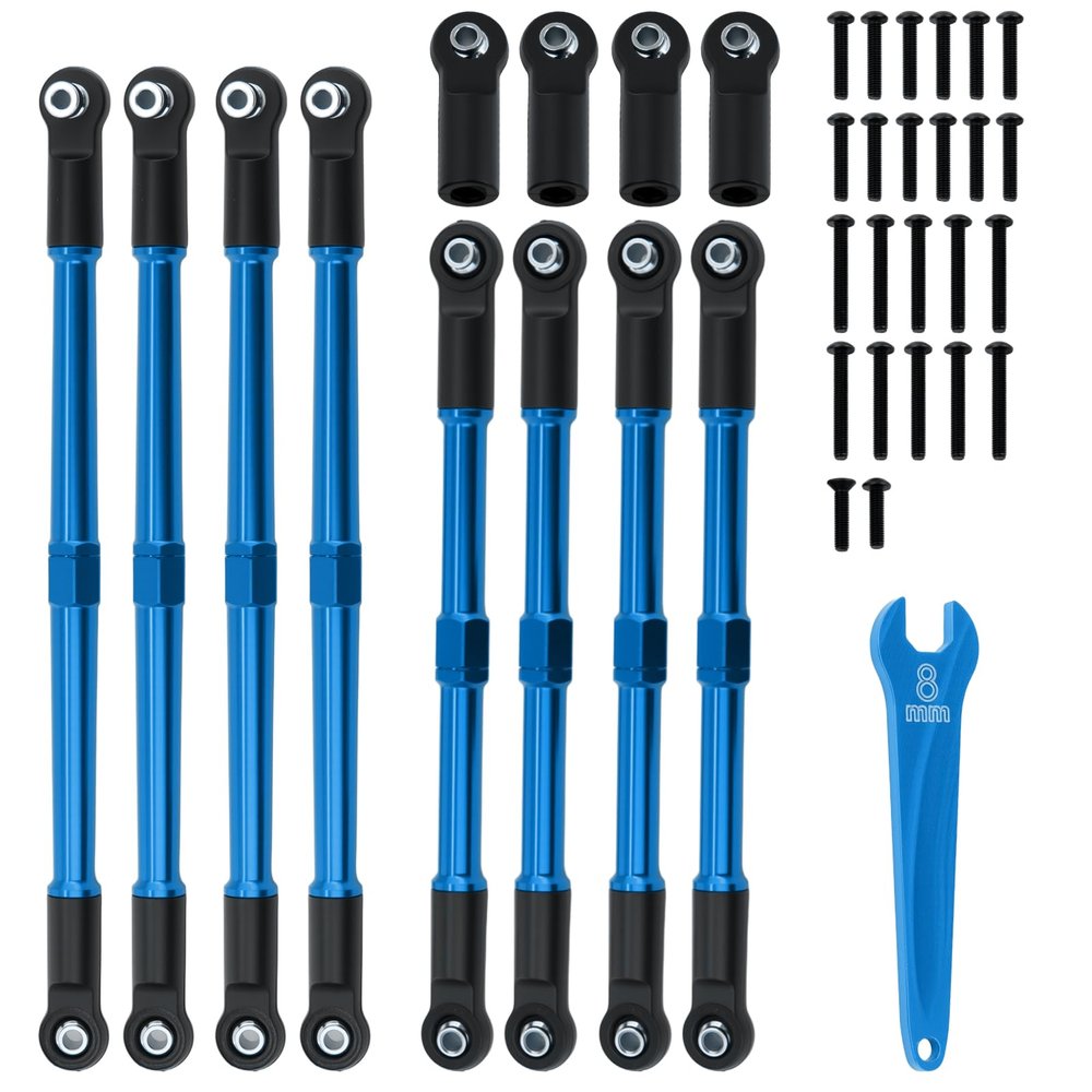 7075 Aluminum Tie Links Push Rods Set Upgrade Parts for Traxxas 1/10 E-Revo 2.0 Summit,Replace#5319X #5338R(Blue)