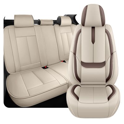 5 Full Seat Covers for Jeep Wrangler 2000-2025, Premium Nappa Leather Seat Cover, Fully Wrapped Protect Modern Style Seat Cover (5-Seat Standard, Beige & Brown)