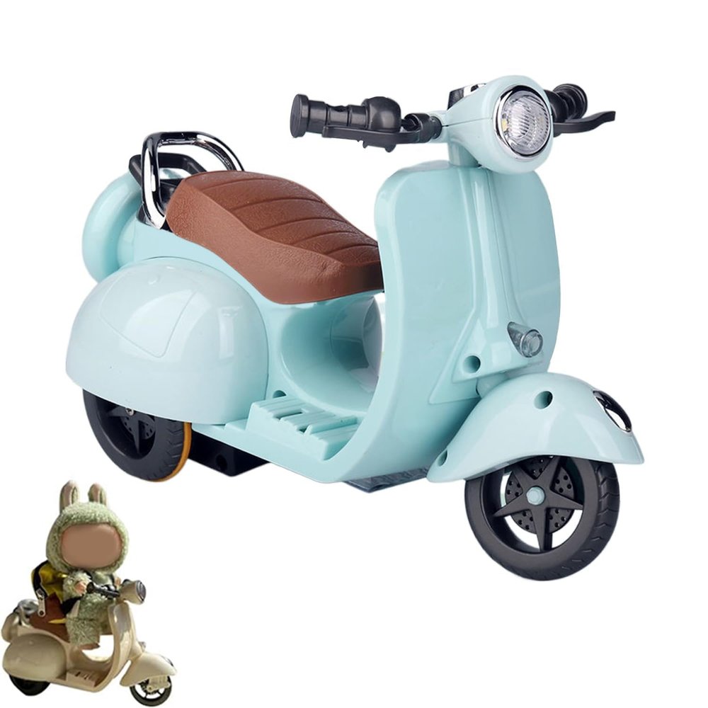 Scooter Toy for Labubu Toy with Light and Music, Cute Have a Seat for Labubu Accessories, Interactive Toys Desktop Decor for Doll Collectors (Blue)