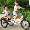 JIYIAN 14/16/18Inch Two Seat Trikes,with Back Seat Twins Children Tricycle Safety Front Brake, Enlarged High Elasticity,Thickened and Comfortable Sponge Saddle,Brown,16 inch view 2