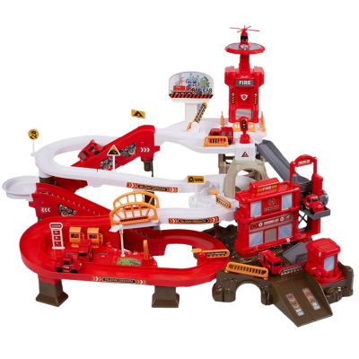 Toy Car Ramp Track, Adventure Railcar Colorful Vehicles Construction Play Set with 8 Cars Track Gifts for Kids 3+