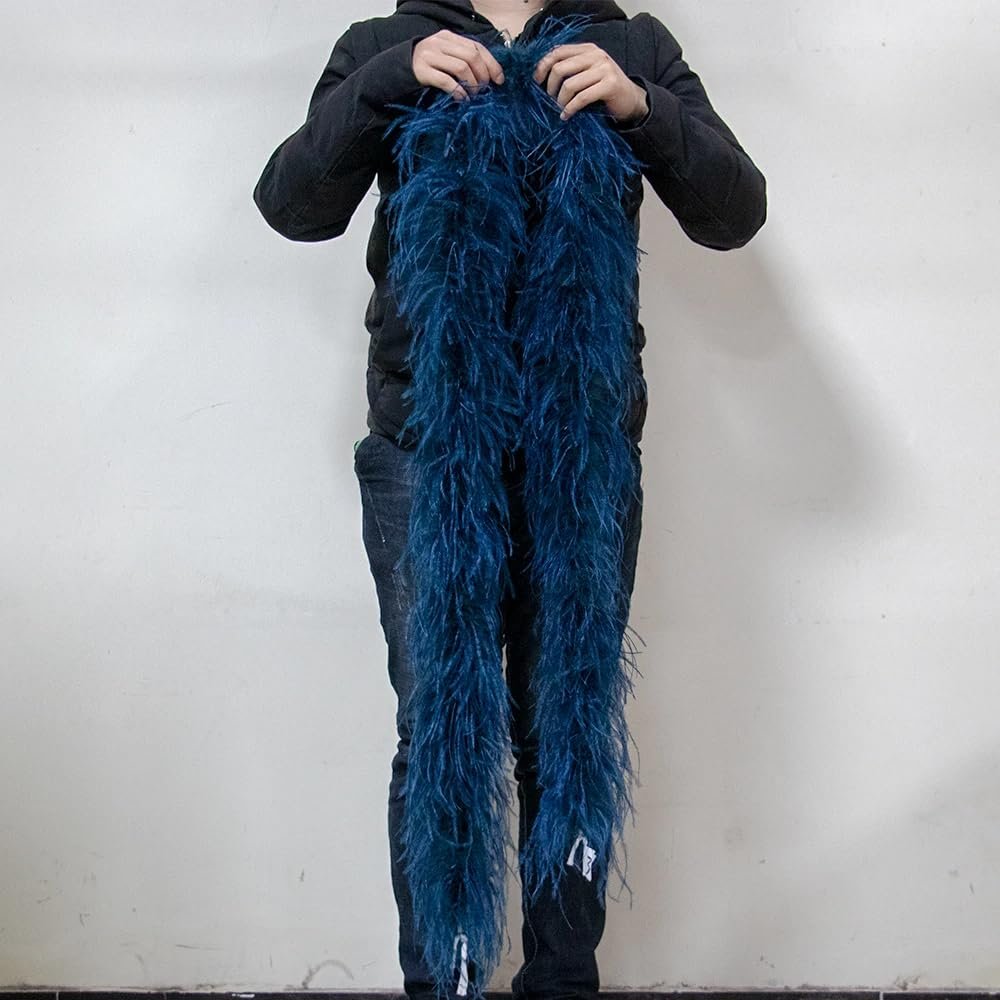 Beautiful Feathers Fluffy Feather for Wedding Clothes Decor Plumes Shawl Navy Blue 2 Meter 1PLY