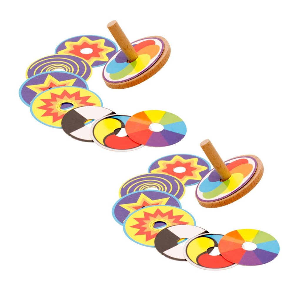 BRIGHTFUFU 2sets DIY Wooden Tops for Boys and Girls Year Old Boys Toys Preschool Educational Toys Fidget