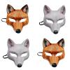 4pcs Fox Mask, Halloween Animal Face Mask, Half Face Mask for Halloween, Christmas, Easter, Masquerade Parties and Show, Fox Mask therian, Costume Mask view 1