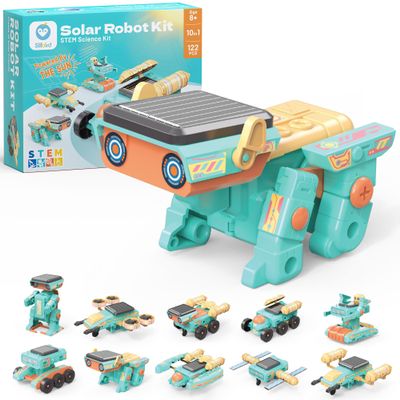 Sillbird Solar Robot Building Kit STEM Gift for Boys Ages 8-14, 10-in-1 DIY Educational Science Set for Kids Birthday, Sun Powered Space Robotics Toys with 112PCS