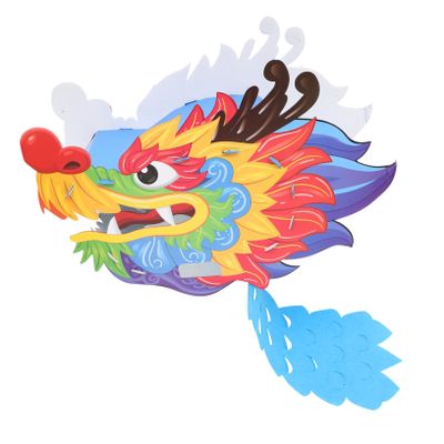 Abaodam Wearable Dragon Head Paper Dragon Head Decor DIY Craft for Boy Girl Chinese Paper