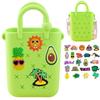 Mini Silicone Tote Bag, Rubber Beach Tote with Adjustable Strap &22 Cute Decorations for Little Girl & Woman view 1