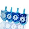 The Dreidel Company Extra Large Hand Painted Wood Hanukkah Dreidels, 24-Pack Pastel Blue & White Design view 4