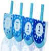 The Dreidel Company Hand Painted and Wooden Pastel Blue & White Design Dreidels, 50-Pack The Hanukkah Game Includes Instruction Game Card view 3