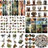 122 PCS Realistic Dinosaur Party Favors, Forest Dinosaur Birthday Decorations, Prehistoric Dinosaur Notebook, Slap Bracelets, Dinosaur Stickers, Paper Headbands, Badge, Keychains, Dinosaur Tattoos view 1