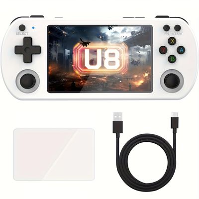 Retro Handheld Game Console, 4.0 Inch IPS Screen, 20,000+ Games, Multi-System Support (White)