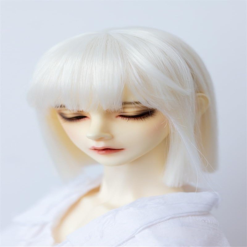 1/3 1/4 1/6 BJD Female Doll Wig Doll Hair Basic Short Hair for Movable Doll Action FigureJointed Doll DIY Toys(White,1/6)