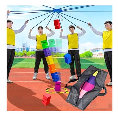 GMSDHCY Team Building Teamwork Building Block Tower Games for Working Adults, Group Activities Game Equipment for School Enterprise Club(Blue,5PCS)
