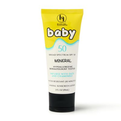 Black Girl Sunscreen Baby SPF 50 Lotion for Face & Body - Mineral Sunscreen for Kids & Babies, Sun Protection for Skin, Water Resistant for 80 Minutes, No White Cast for Melanin Rich Skin - 3 fl oz
