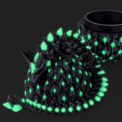 critigulf Glow-in-The-Dark 3D Printed Dragon Egg 11.5 inch Extra Nightlight Toy with Rainbow Aqua Lava and Golden. (Green)