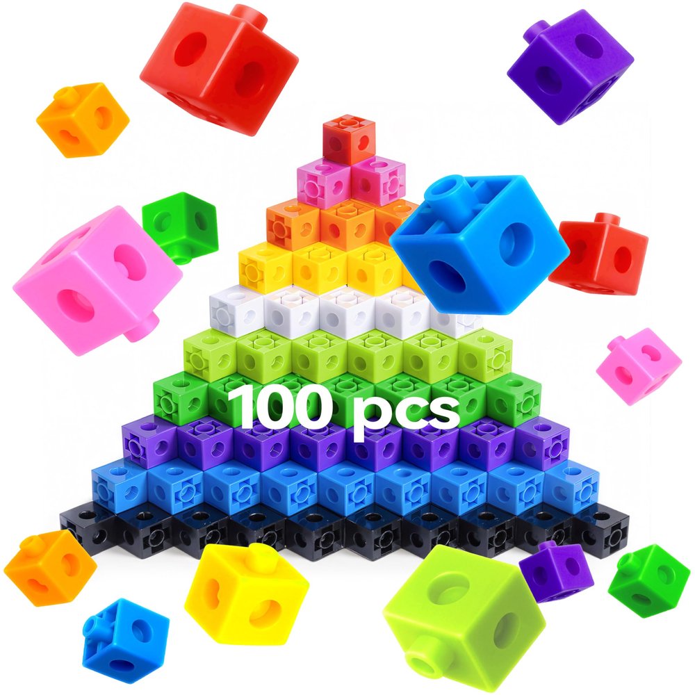 Dotimo 100PCS Math Linking Cubes, Math Cubes for Kids Ages 4-8, Counting Snap Cubes Manipulatives with 10 Colors, Preschool Learning Activities, Classroom Supplies & Homeschool
