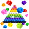 Dotimo 100PCS Math Linking Cubes, Math Cubes for Kids Ages 4-8, Counting Snap Cubes Manipulatives with 10 Colors, Preschool Learning Activities, Classroom Supplies & Homeschool view 1