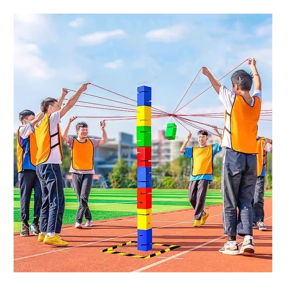 GMSDHCY Team Building Field Day Team Building Activities Block Tower Game Kit for Group Games Ice Breaker Outdoor Adults Youth Sport(Red,8PCS)