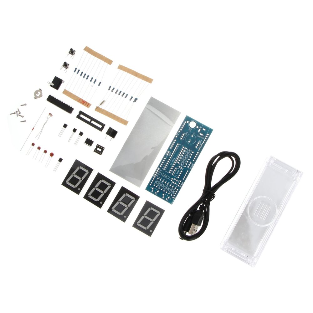 Luxshiny 1Set Scm DIY Clock Kit Green LED Digital Clock with Microchip Components Easy to Use for Electronics Projects and Learning Activities