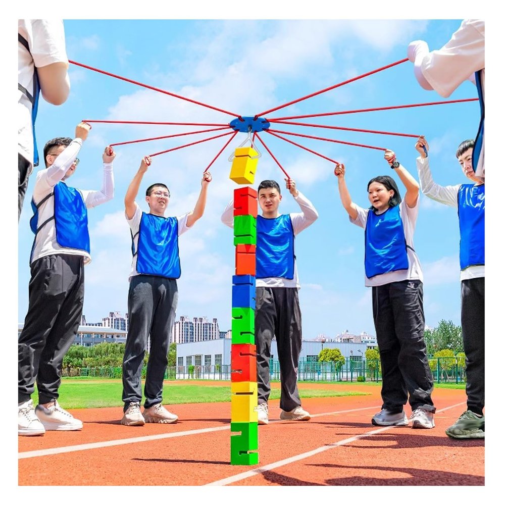 GMSDHCY Team Building Team Tower Game for Adults Work, Outdoor Activities Field Day Group Learning Activity Teamwork Block Stacking Game Kit(Green,8PCS)