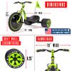 Drift Trike for Kids Ages 5+ 16" Front Wheel Ride-On with Adjustable Seat, Steel Frame, Rear Slick Drift Wheels & Safety Flag  Madd Gear Green Black view 3
