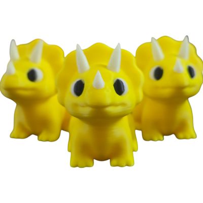 Mini Triceratops Figurines Pack of 3 | Cute Yellow Dinosaur Models for Desk Dcor, Collecting & Painting  3D Printed in Canada