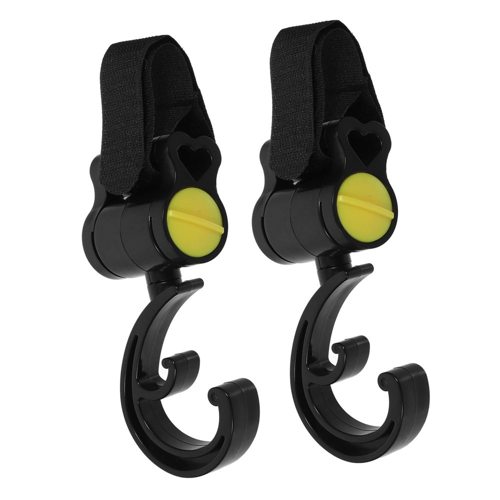 GARIOUANS 2Pcs Stroller Hooks for Shopping Bags Lightweight Rotating Clips for Hanging Bags Strong Load Bearing Stroller Accessories Easy to Install and Portable