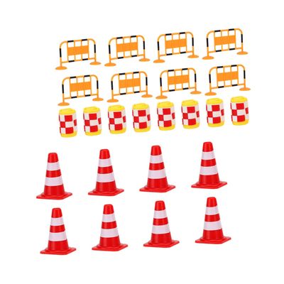 BRIGHTFUFU 24pcs Traffic Roadblock Sign Educational Plaything for Boys and Bright Color Simulation Traffic Signs for Awareness for Birthday and Christmas