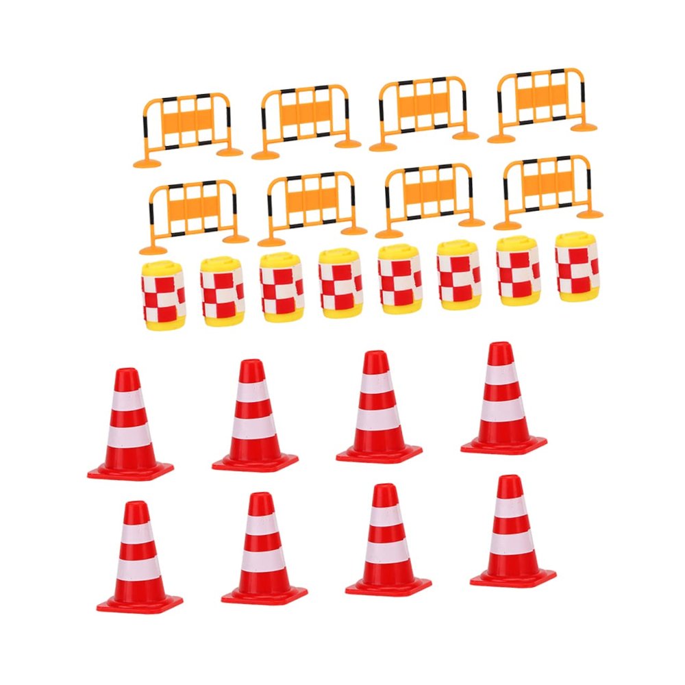 BRIGHTFUFU 24pcs Traffic Roadblock Sign Educational Plaything for Boys and Bright Color Simulation Traffic Signs for Awareness for Birthday and Christmas