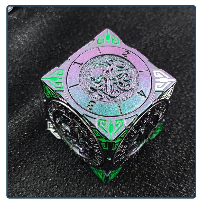 7-in-1 Metal DND Spinner Dice Set, Polyhedral RPG Dice with 3D Relief Design,Dragons Tabletop Gaming Accessory (Mystic Peacock Mirage)