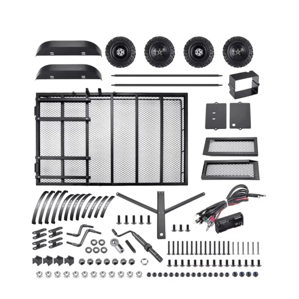for 1/5 1/8 1/10 1/18 1/24 Aluminum Trailer with Lights and Tires RC Car Heavy Duty Truck Upgrade Tools Parts Rc Car Headlamps Lights