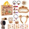 Carpibara Girls Gift Set Kawaii Hair Accessories Mirror Comb Set with Scrunchies, Bracelet, Hair tie, Hair Pins, Headbands, Cartoon Stickers Friendship Birthday Gifts for Teens Kids view 1