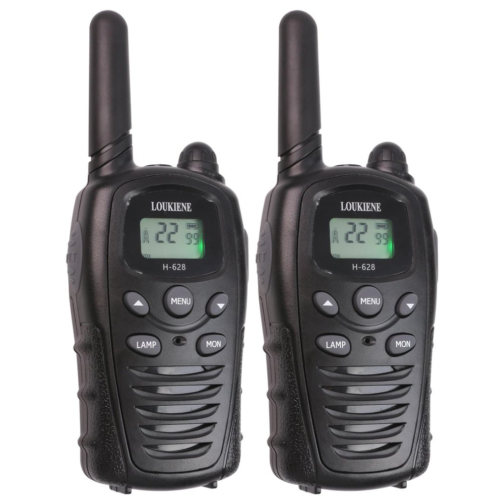 LOUKIENE Walkie Talkies for Kids 22 Channels 2 Way Radio Toy with Backlit LCD, Flashlight 3 KMs Range for 3-12 Year Old Boys Girls Outside, Camping, Hiking (1 Pair, Black)