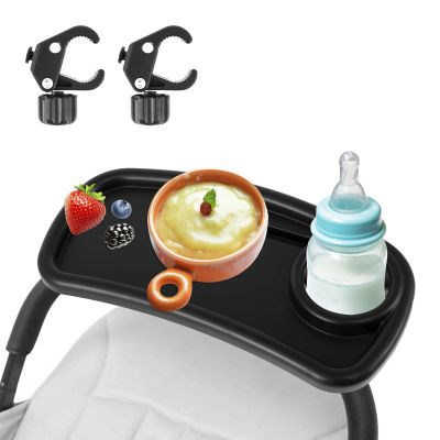 Stroller Snack Tray, Universal Stroller Food Tray with Cup Holder, Universal Stroller Tray, Removable Baby Snack Tray with Adjustable Buckle and Hooks. (1 x Upgraded Trolley Plate)