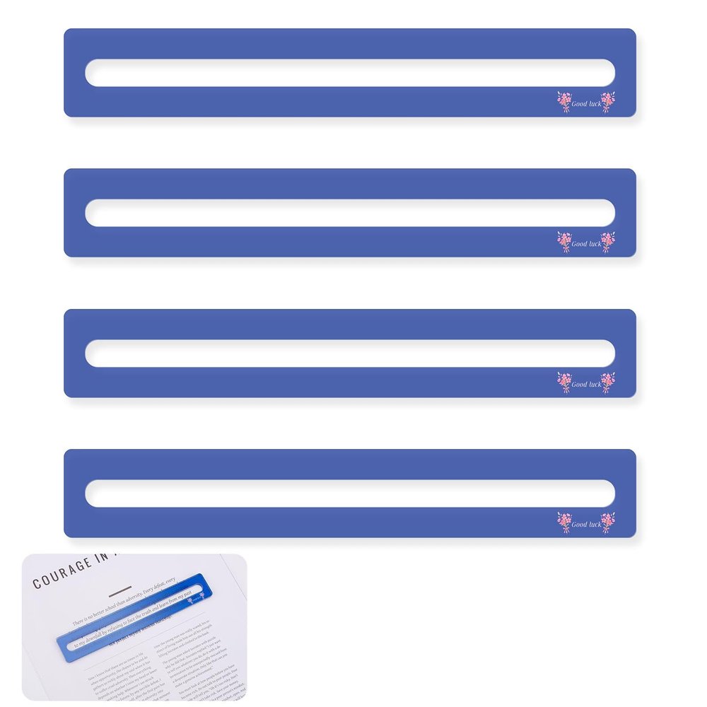 BOXOB 4pcs Mahjong Line Finder, Good Luck Mahjong Card Line Guide Rules Reader Helper Mah Jongg Accessories Gifts for Players (Blue)