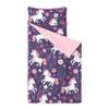 Wake In Cloud - Toddler Nap Mat with Pillow and Minky Fleece Blanket, for Kids Girls in Daycare Preschool Kindergarten, Roll Up Sleeping Bag, Cute Unicorn Floral Botanical, Dark Purple, Standard view 1