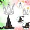 12 Pcs Witch Hat and Crown Cupcake Toppers Witch Theme Party Wicked Birthday Decorations Mini Wizard Hats Silver Crown Cake Topper Decor Princess Cake Accessories for Birthday Party Supplies Crafts view 3