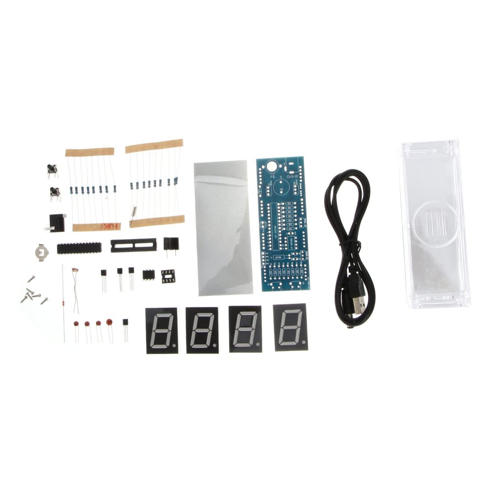 INOOMP Microchip Clock Kit Scm Led Digital Clock Classroom Bedroom Non-Toxic DIY Components