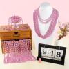 SHAOQINLIN 24 PCS Pink Bead Necklaces, Pink Mardi Gras Beads, 33 Round Cancer Beaded Necklace, Party Necklaces for Mardi Gras, Christmas, Valentine's Day Party Favors view 4