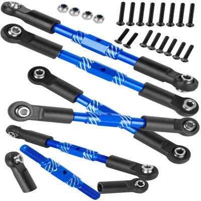 RCarmubWow RC Turnbuckles Camber Links Upgrades Part for 1/10 Slash 4x4(VXL),Rustler 4x4(VXL),Stampede 4x4(VXL),Hoss 4X4 VXL,Jat0 4X4(VXL),Alloy Steering Linkage,Replace #9027#9028#9029,Navy Blue