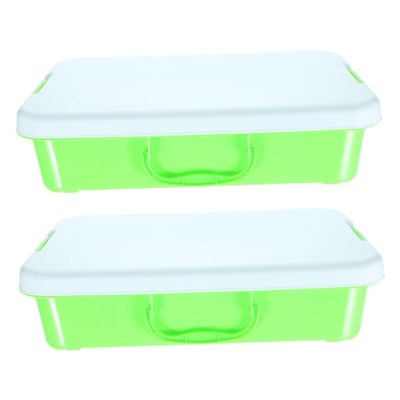 BEBEMOKO 2pcs Portable Handheld Sand Tray with Lid Durable Plastic Sandbox Storage Bin for Lightweight Chest for and Travel and Design