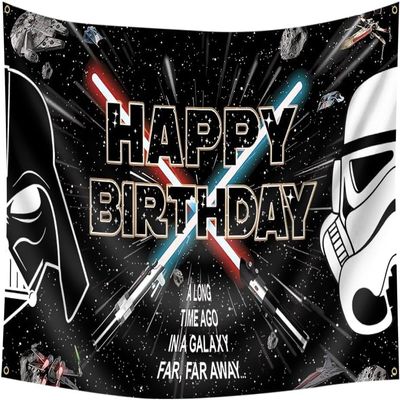 Galaxy Birthday Decorations Banner Tapestry for Party Universe Wars Background Party Supplies 60 x40inch 4 gromments Galaxy Wars backdrop Happy Birthday Party for Kids