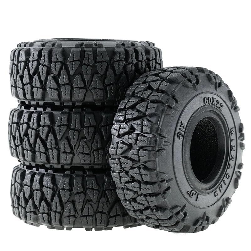 4pcs 60mm 1.0" Soft Rubber Wheel Tire Mud Tire for 1/18 1/24 RC Crawler Car Axial SCX24 Bronco AX24 TRX4M FMS FCX24 Enduro24
